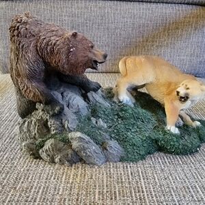 Wildlife Bear and Cougar Figurine